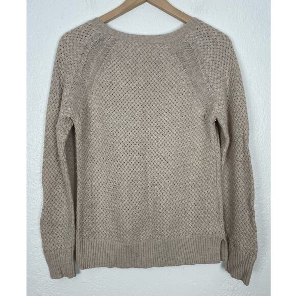 LOFT Beige Wool Blend Knit Pullover Sweater NWT Size Medium - Picture 2 of 4